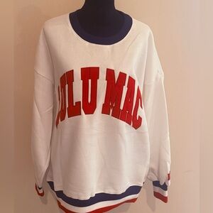 LULU MAC Red White Blue Social Society Sweatshirt NEW